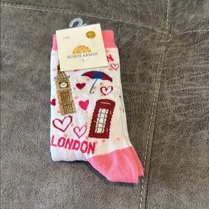 London Themed Women's Socks - Pink and White